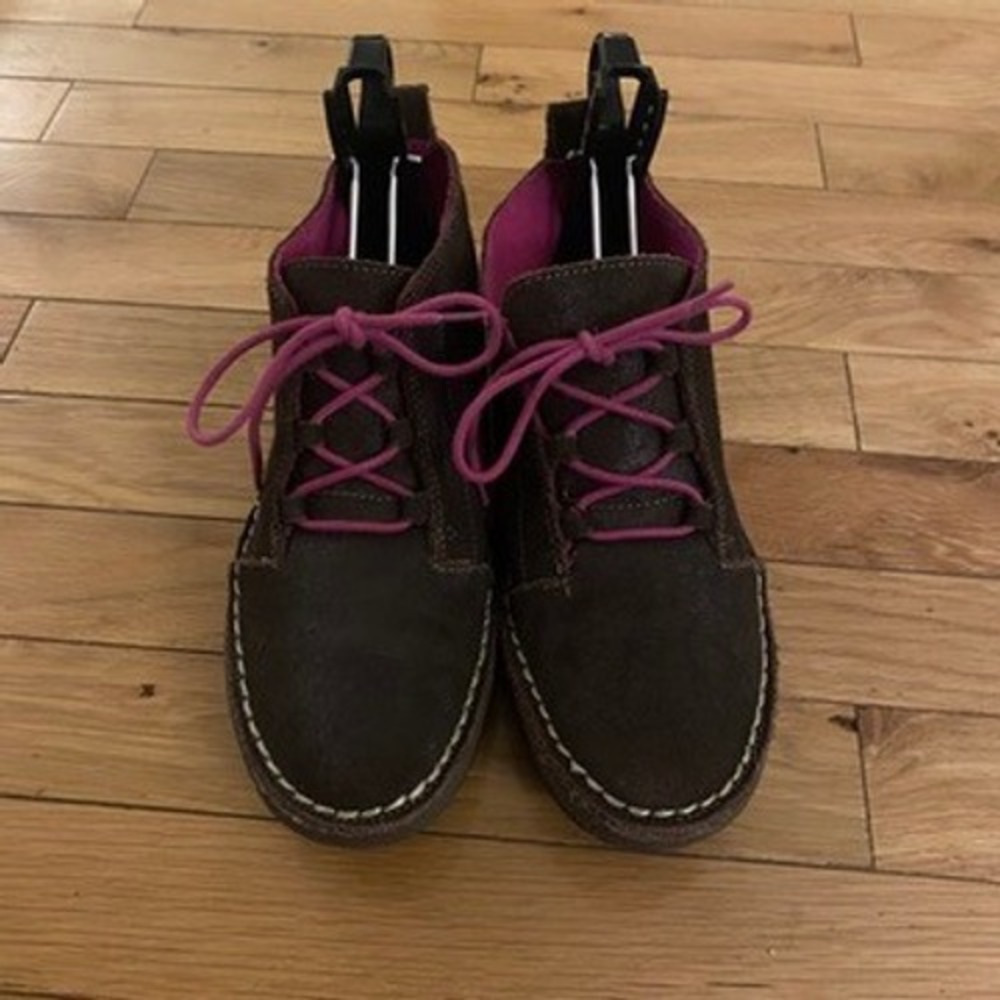 Jambu Madison Hobo Women's‎ Brown Suede Ankle Boots Lace Up Pink Lined Size 7.5
